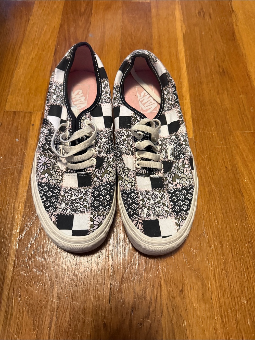 Vans Black & Pink Checkerboard Floral Sneakers